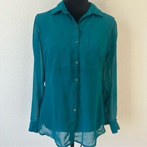 Candie's Teal Button-Down‎ Blouse Small